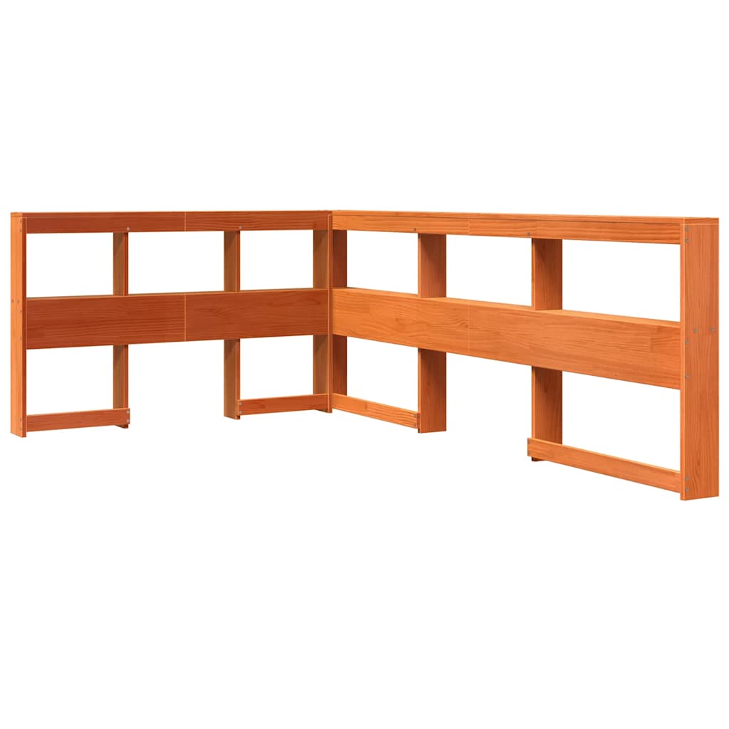 Lit en bois massif avec étagère sans matelas ciré marron 120x190 cm