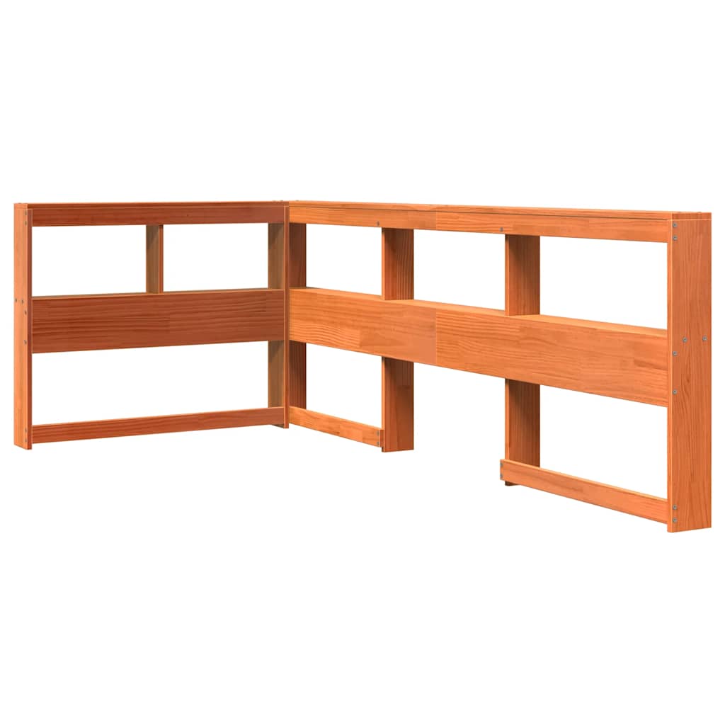 Lit en bois massif avec étagère sans matelas ciré marron 75x190 cm