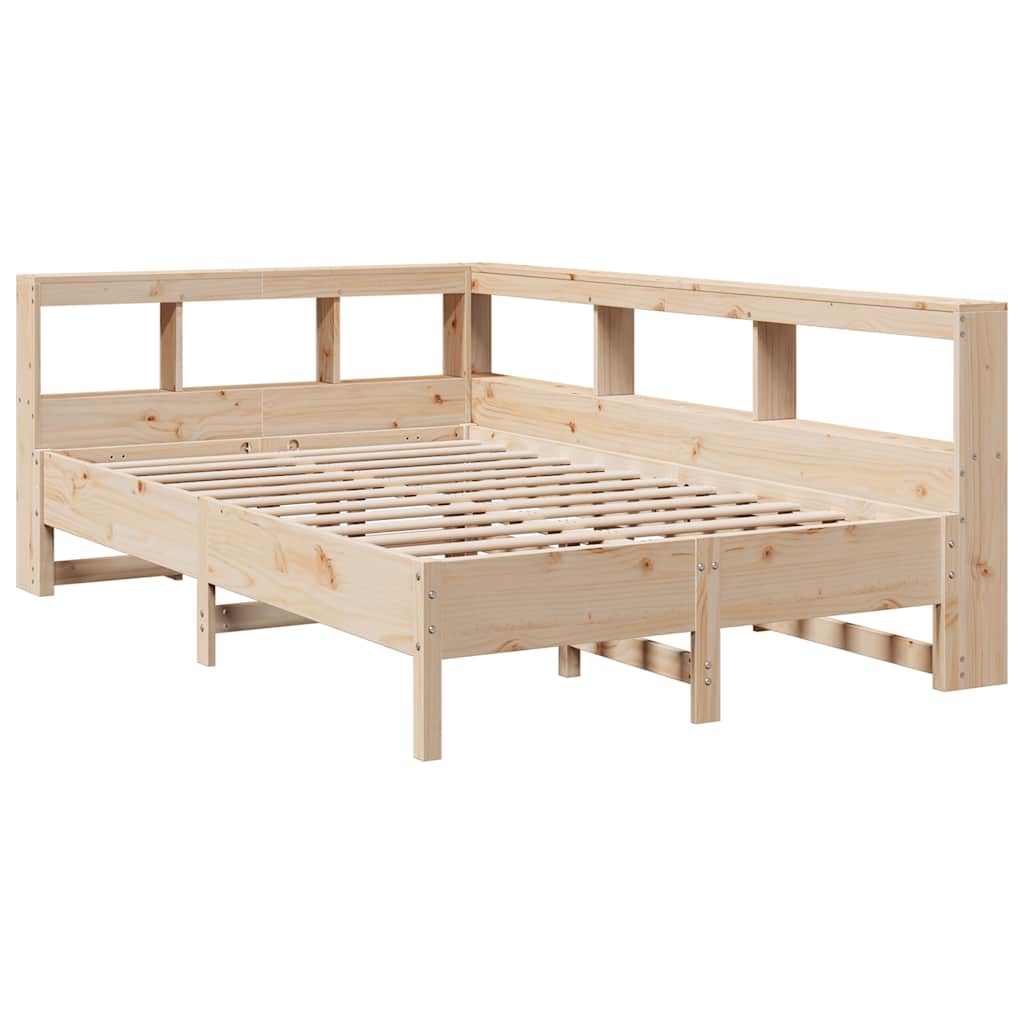 Massivholzbett mit Regal ohne Matratze 140x200 cm Kiefernholz