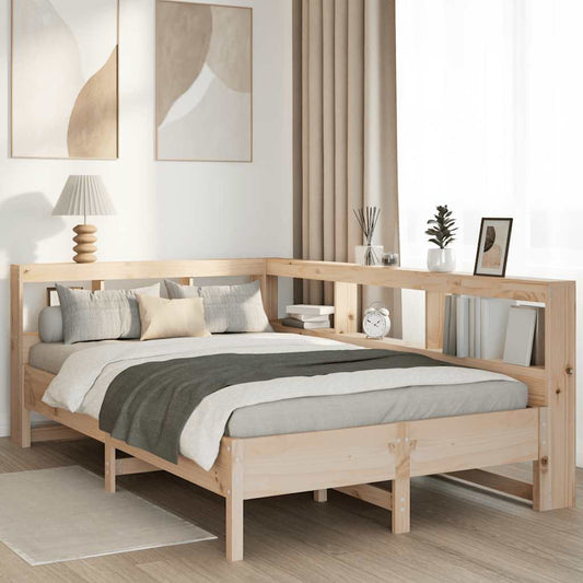 Massivholzbett mit Regal ohne Matratze 140x200 cm Kiefernholz