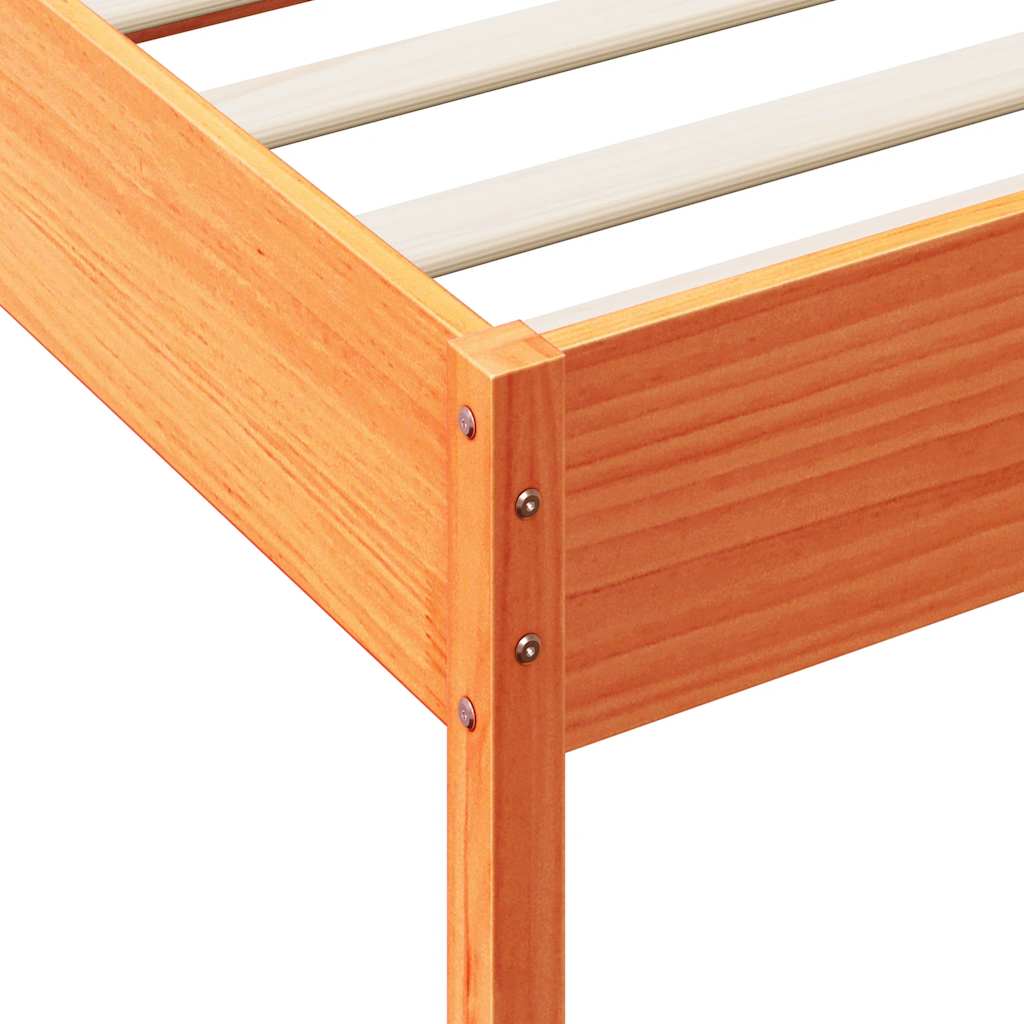 Massivholzbett mit Regal ohne Matratze Wachsbraun 140x200 cm