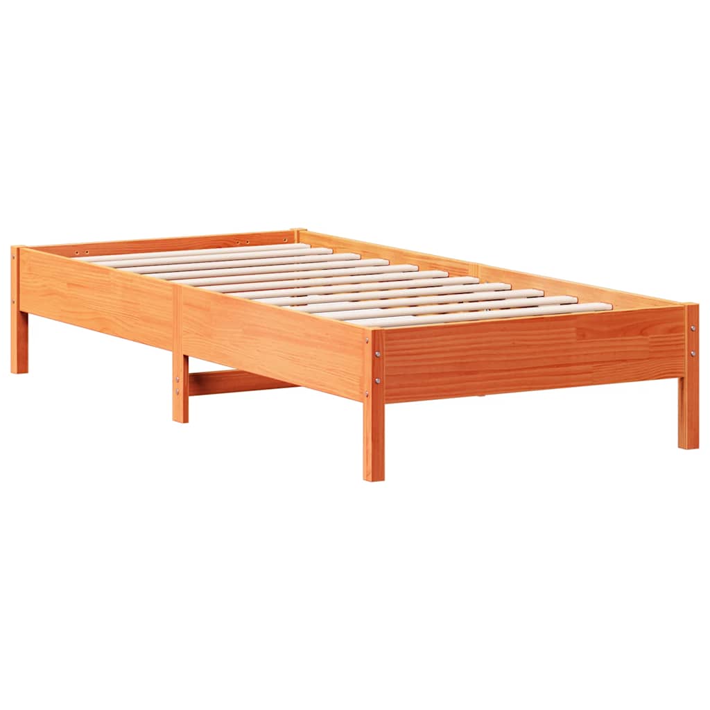 Massivholzbett mit Regal ohne Matratze Wachsbraun 90x200 cm