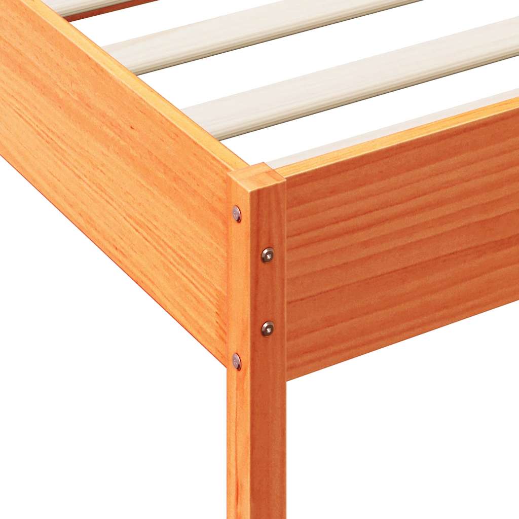 Massivholzbett mit Regal ohne Matratze Wachsbraun 90x200 cm
