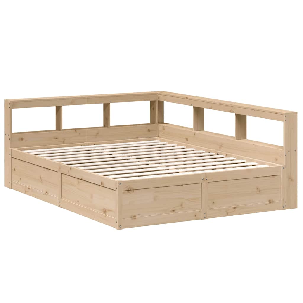 Massivholzbett mit Regal ohne Matratze 150x200 cm Kiefer
