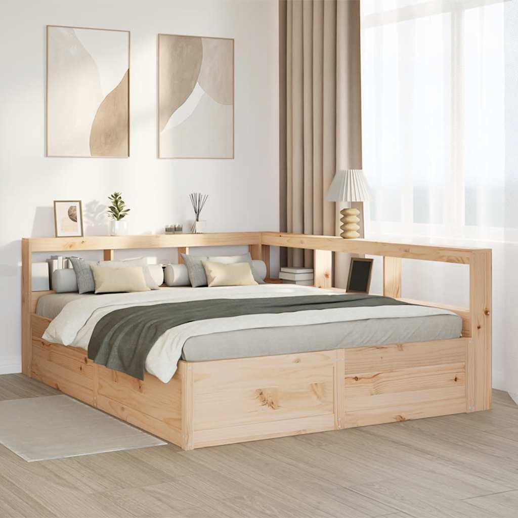 Massivholzbett mit Regal ohne Matratze 150x200 cm Kiefer