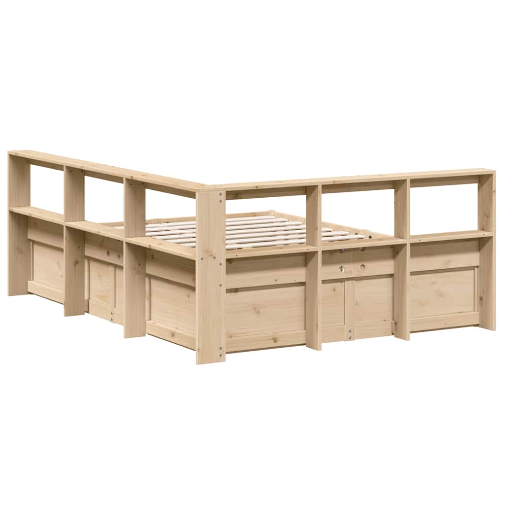 Massivholzbett mit Regal ohne Matratze 150x200 cm Kiefer