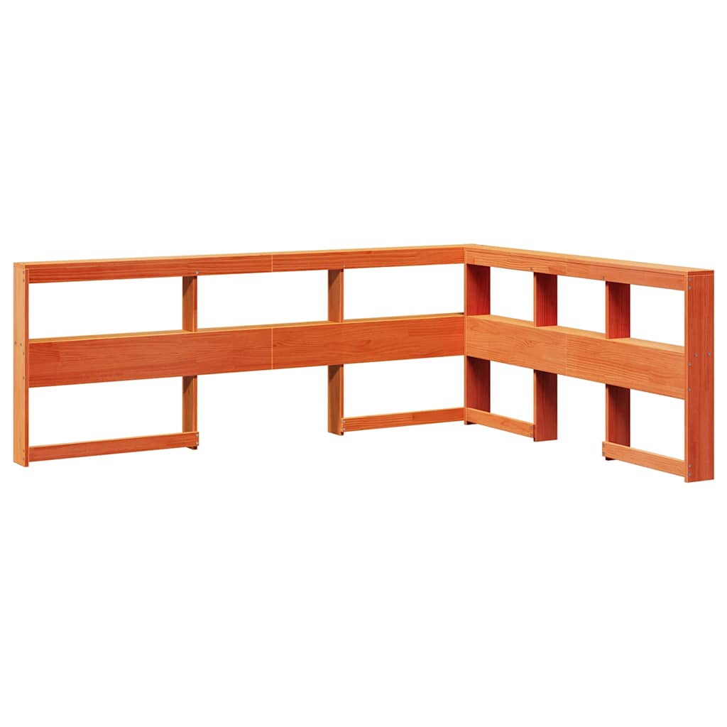 Lit en bois massif avec étagère sans matelas, marron ciré, 150x200 cm