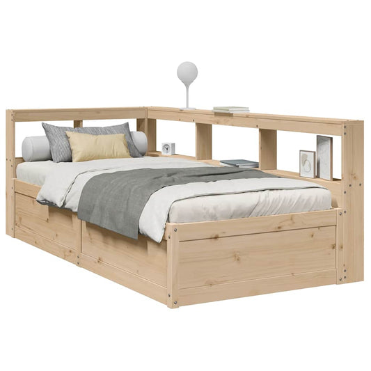 Massivholzbett mit Regal ohne Matratze 90x200 cm Kiefer