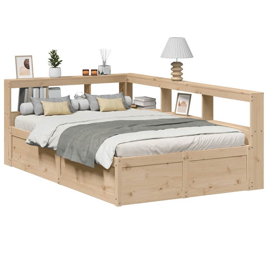 Massivholzbett mit Regal ohne Matratze 140x190 cm Kiefer