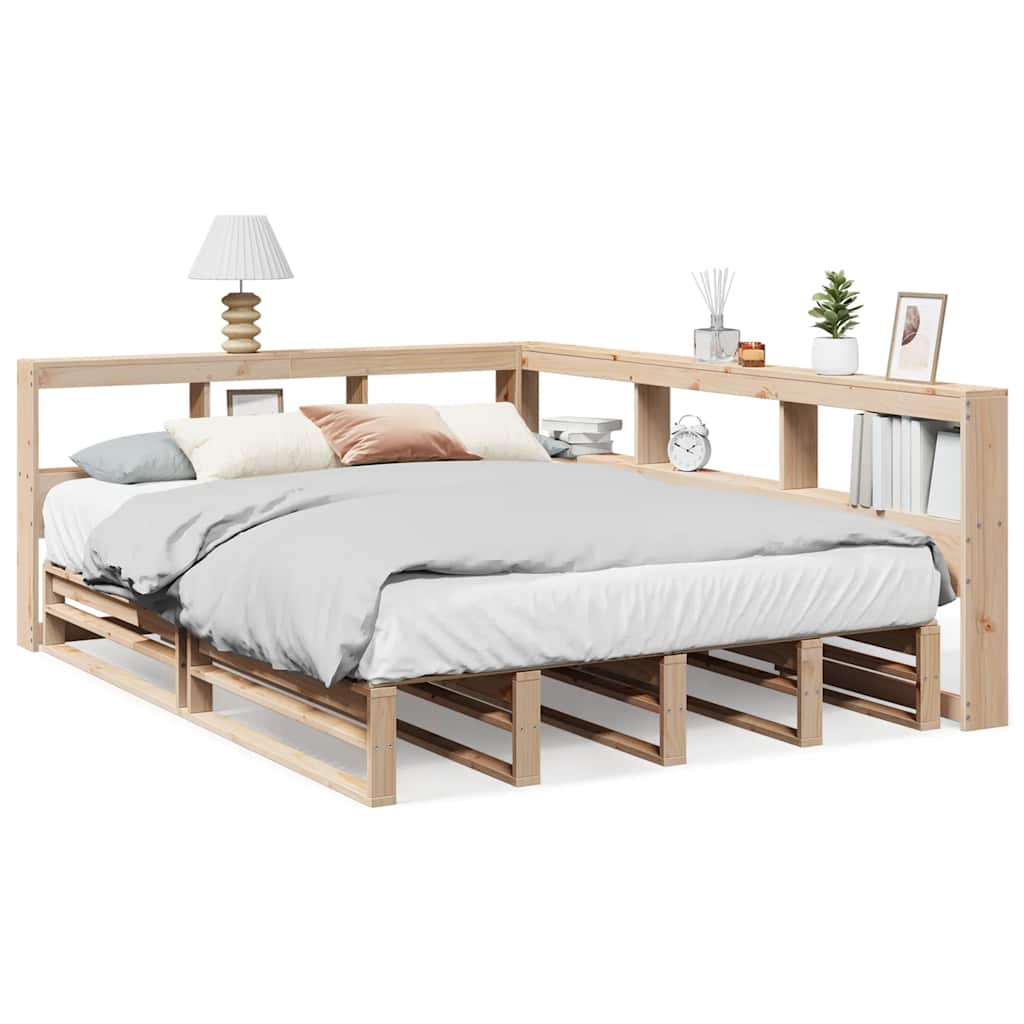 Massivholzbett mit Regal ohne Matratze 150x200 cm Kiefer
