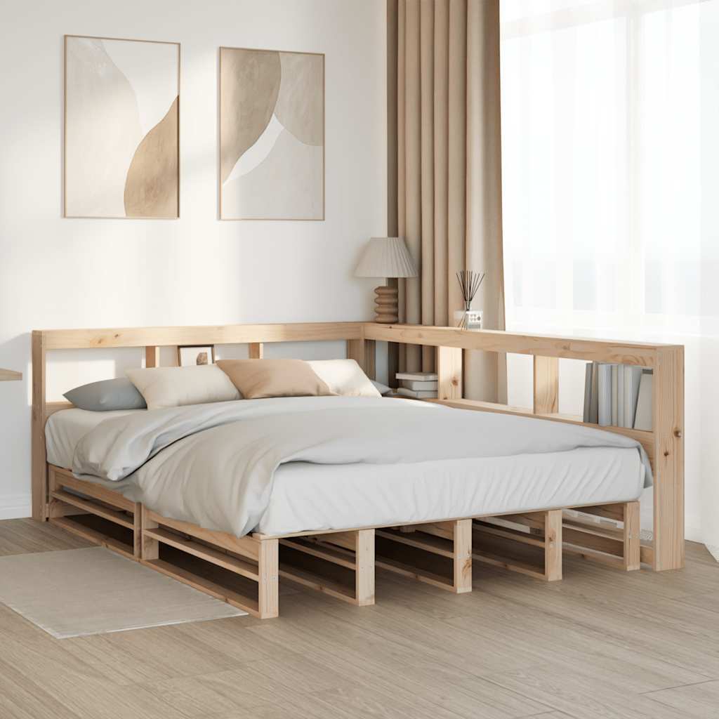 Massivholzbett mit Regal ohne Matratze 150x200 cm Kiefer