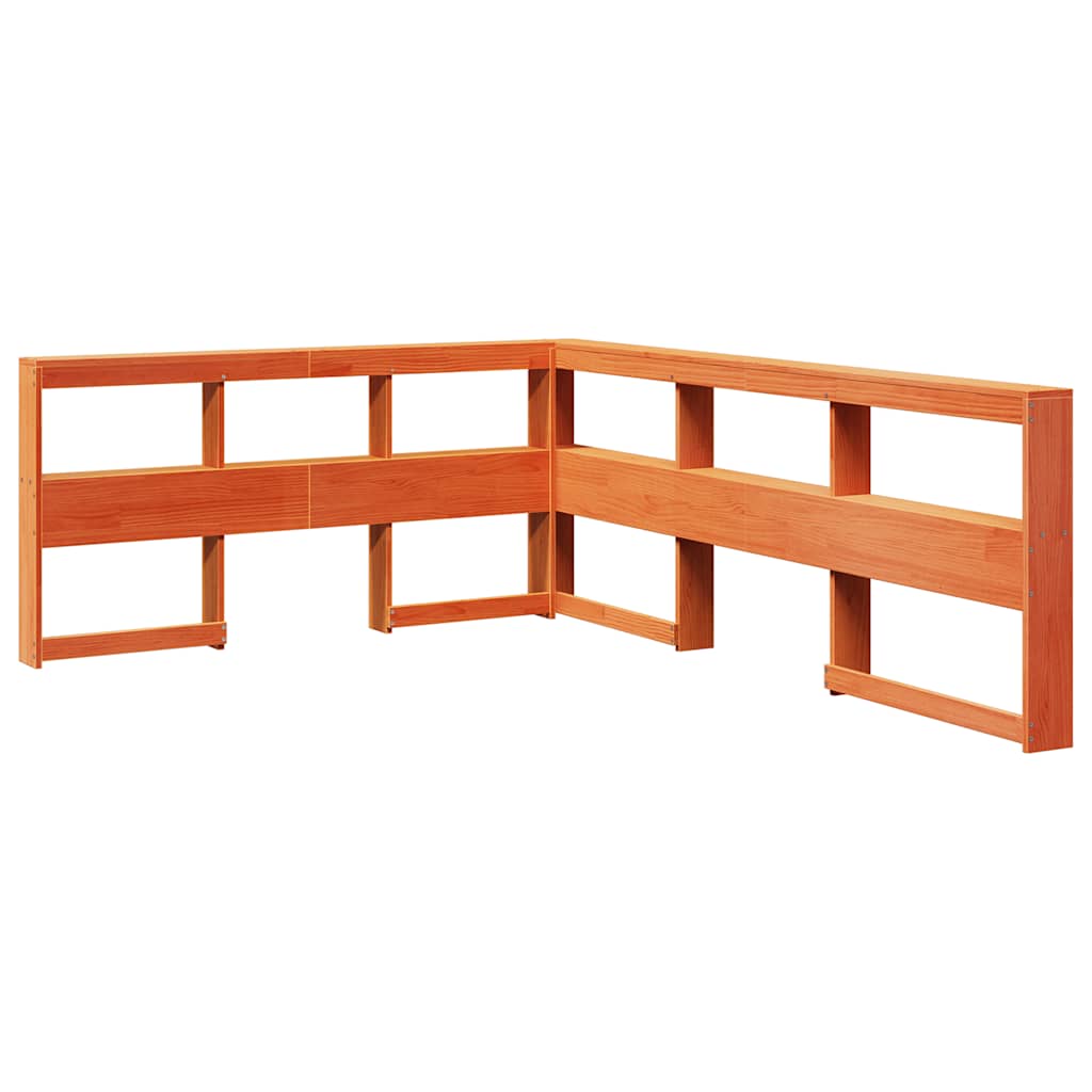 Massivholzbett mit Regal ohne Matratze Wachsbraun 140x200 cm