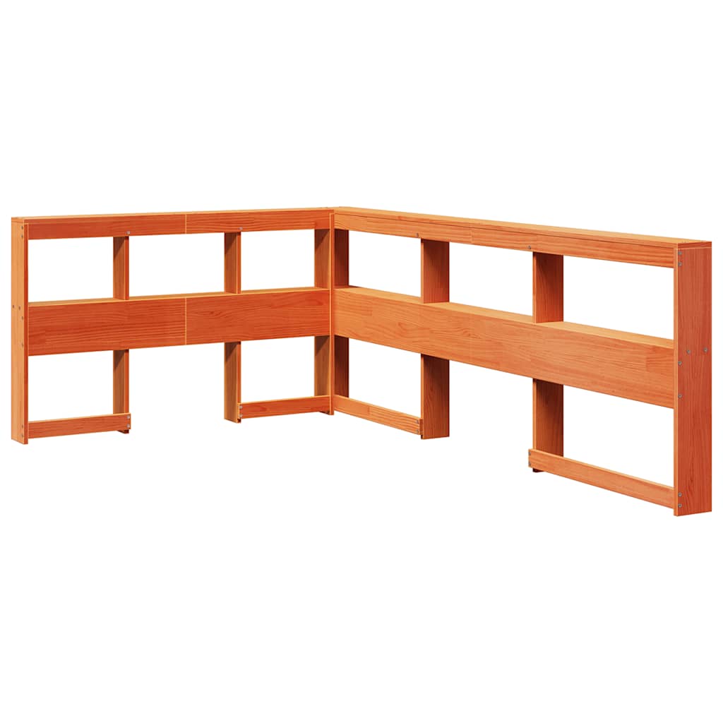 Massivholzbett mit Regal ohne Matratze Wachsbraun 120x200 cm