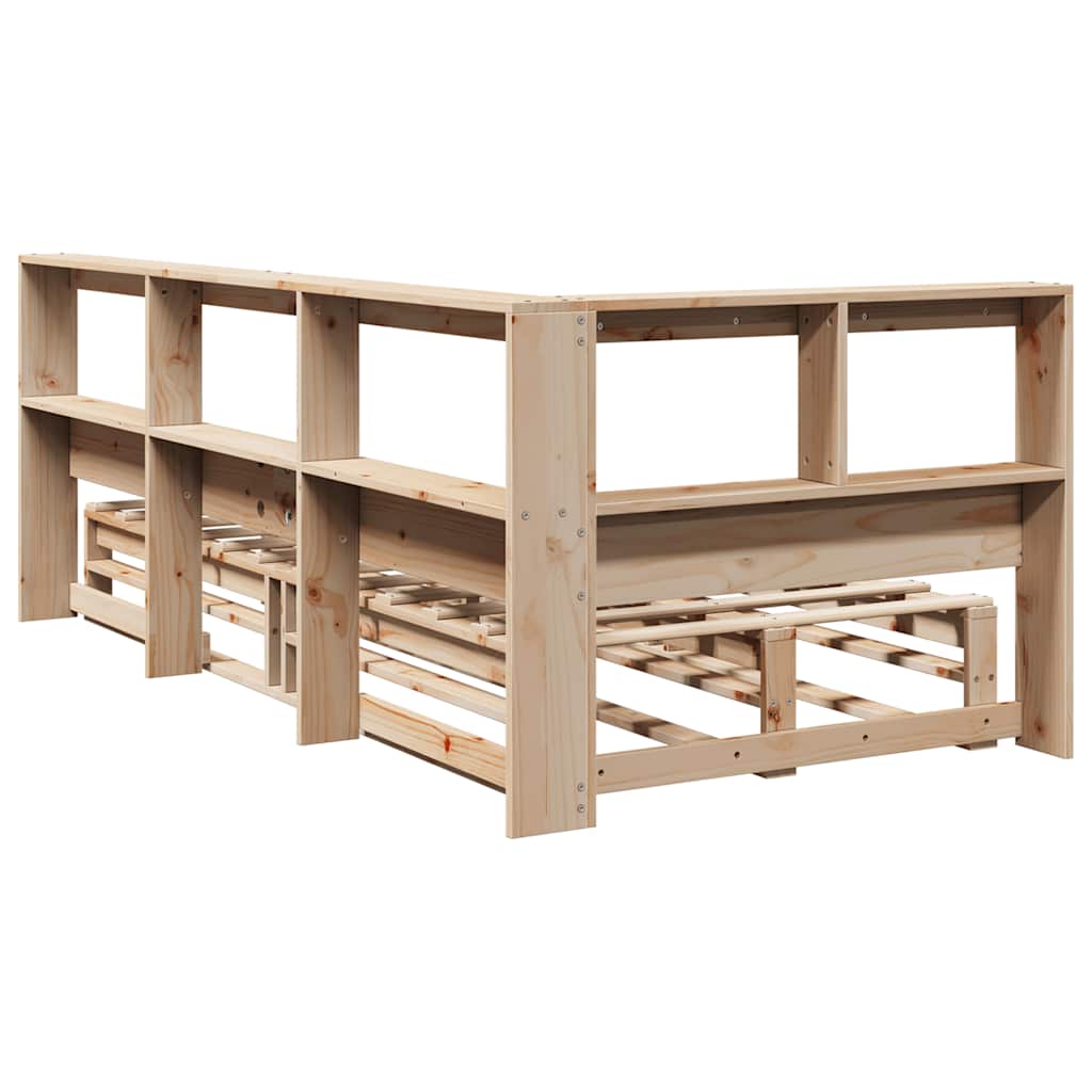Massivholzbett mit Regal ohne Matratze 90x200 cm Kiefer
