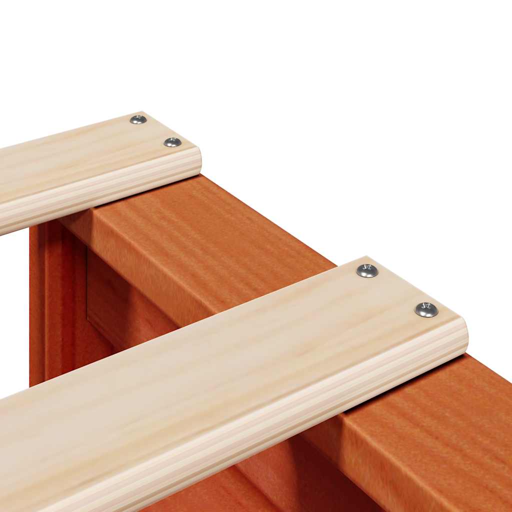 Massivholzbett mit Regal ohne Matratze Wachsbraun 90x190 cm
