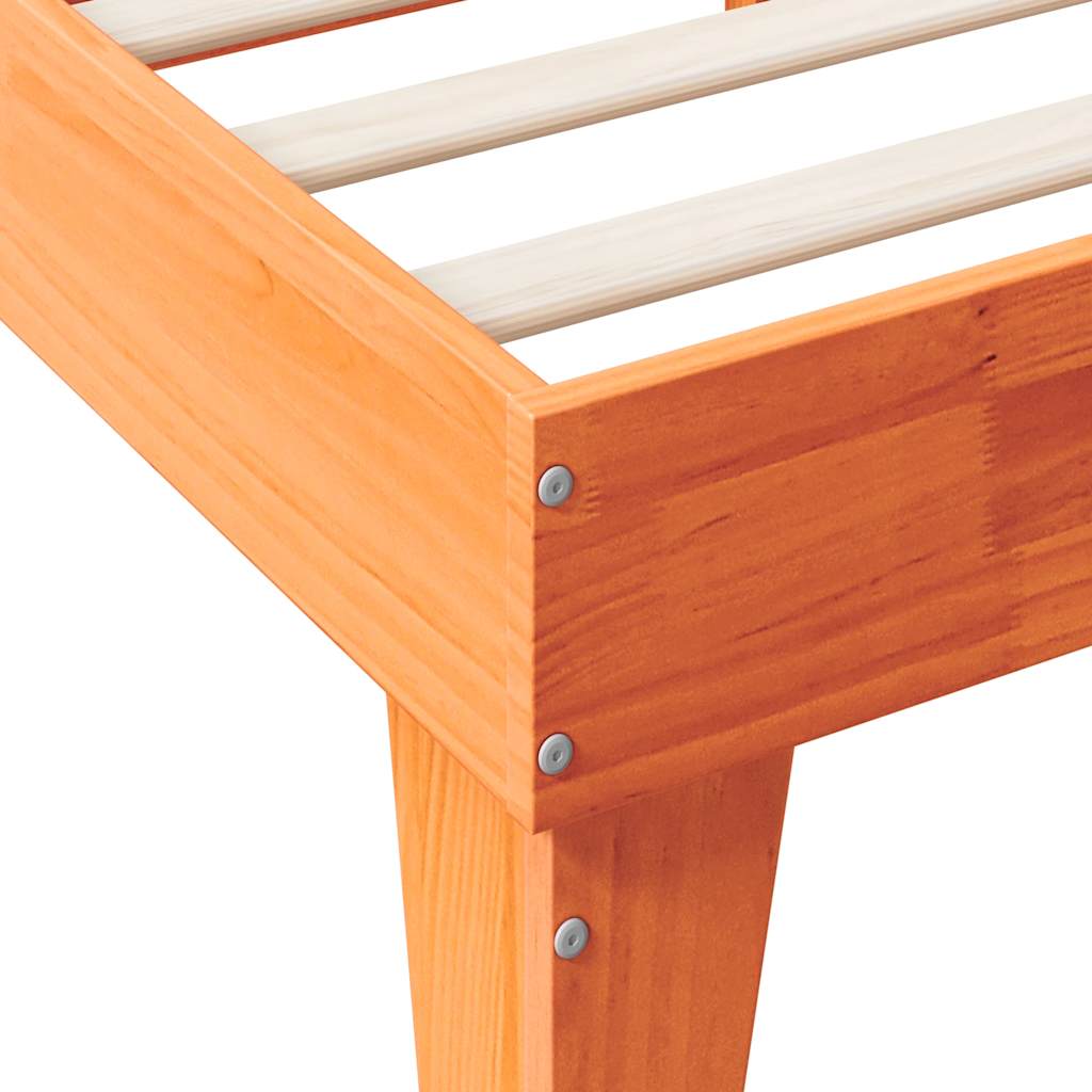 Massivholzbett mit Regal ohne Matratze Wachsbraun 200x200 cm