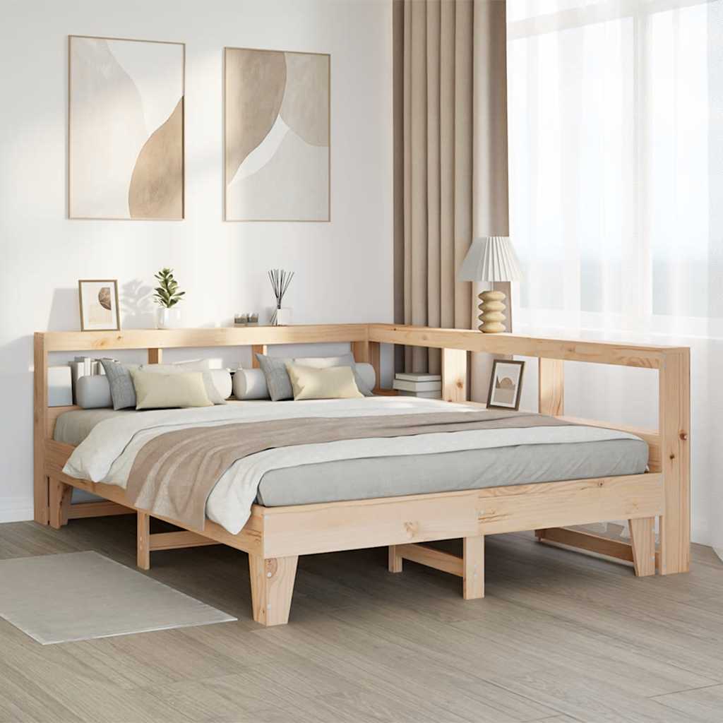 Massivholzbett mit Regal ohne Matratze 140x200 cm Kiefer