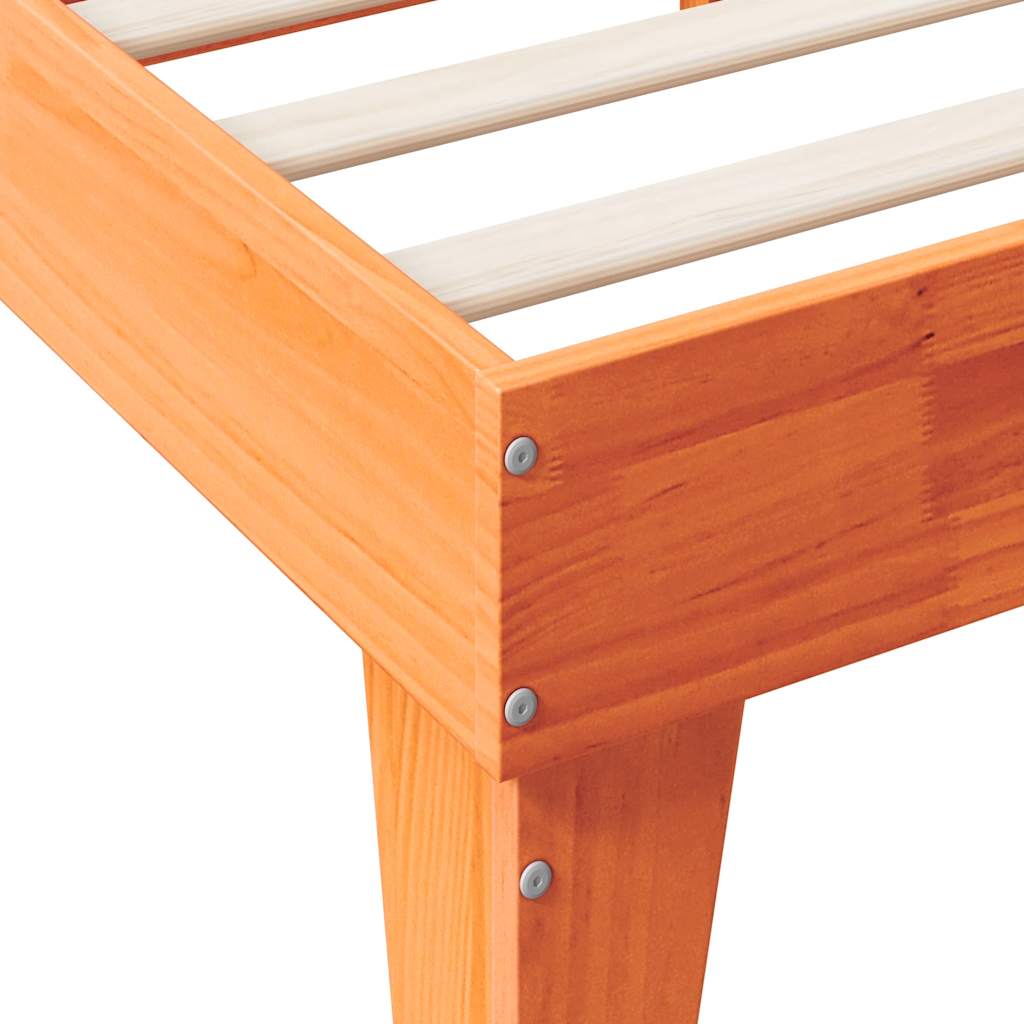 Massivholzbett mit Regal ohne Matratze Wachsbraun 140x200 cm