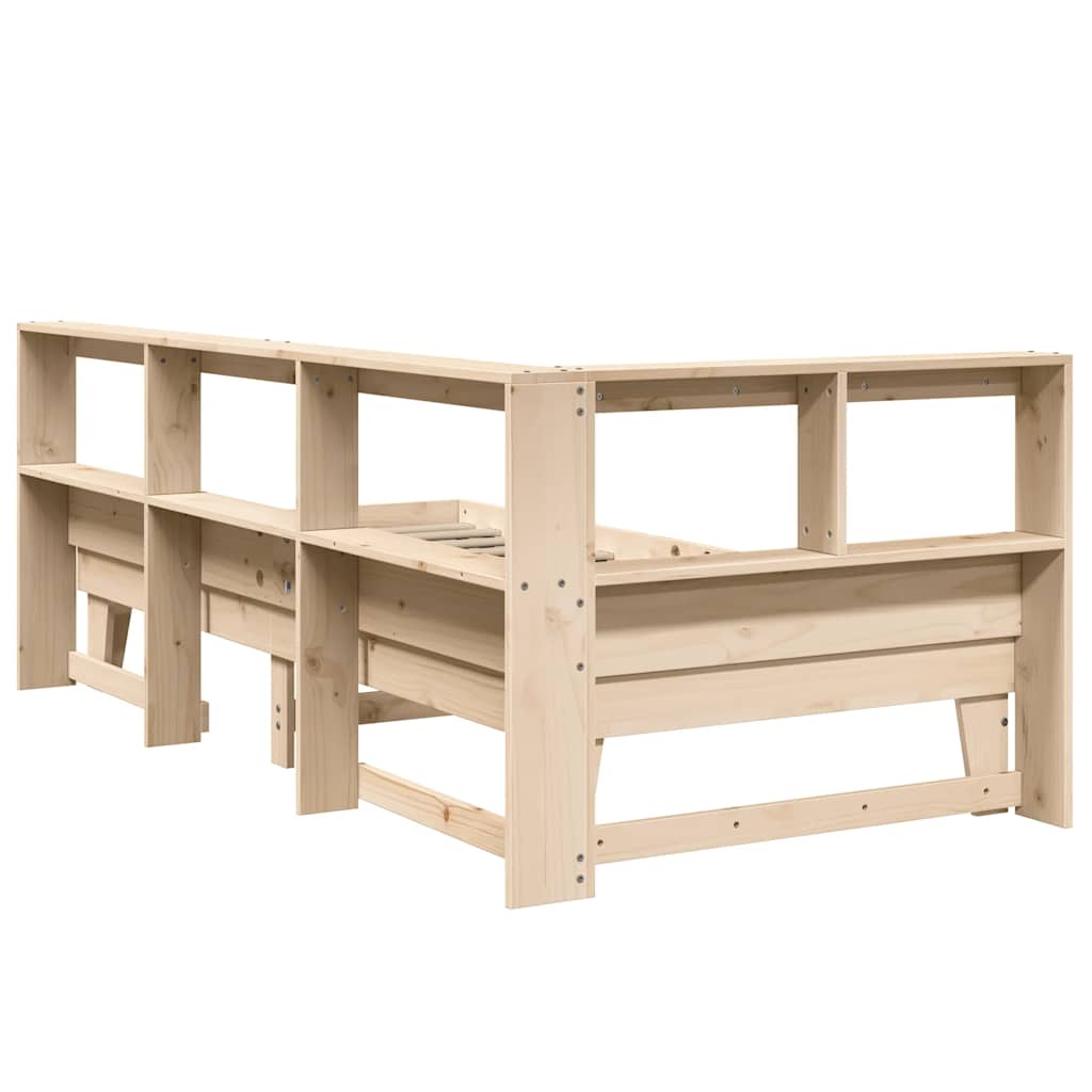 Massivholzbett mit Regal ohne Matratze 90x200 cm Kiefer
