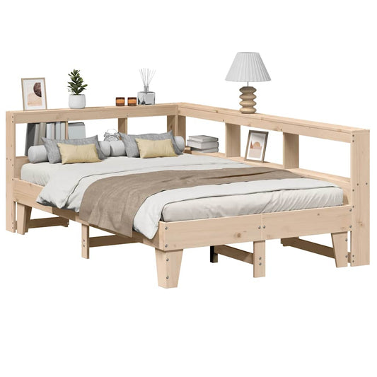 Massivholzbett mit Regal ohne Matratze 140x190 cm Kiefer