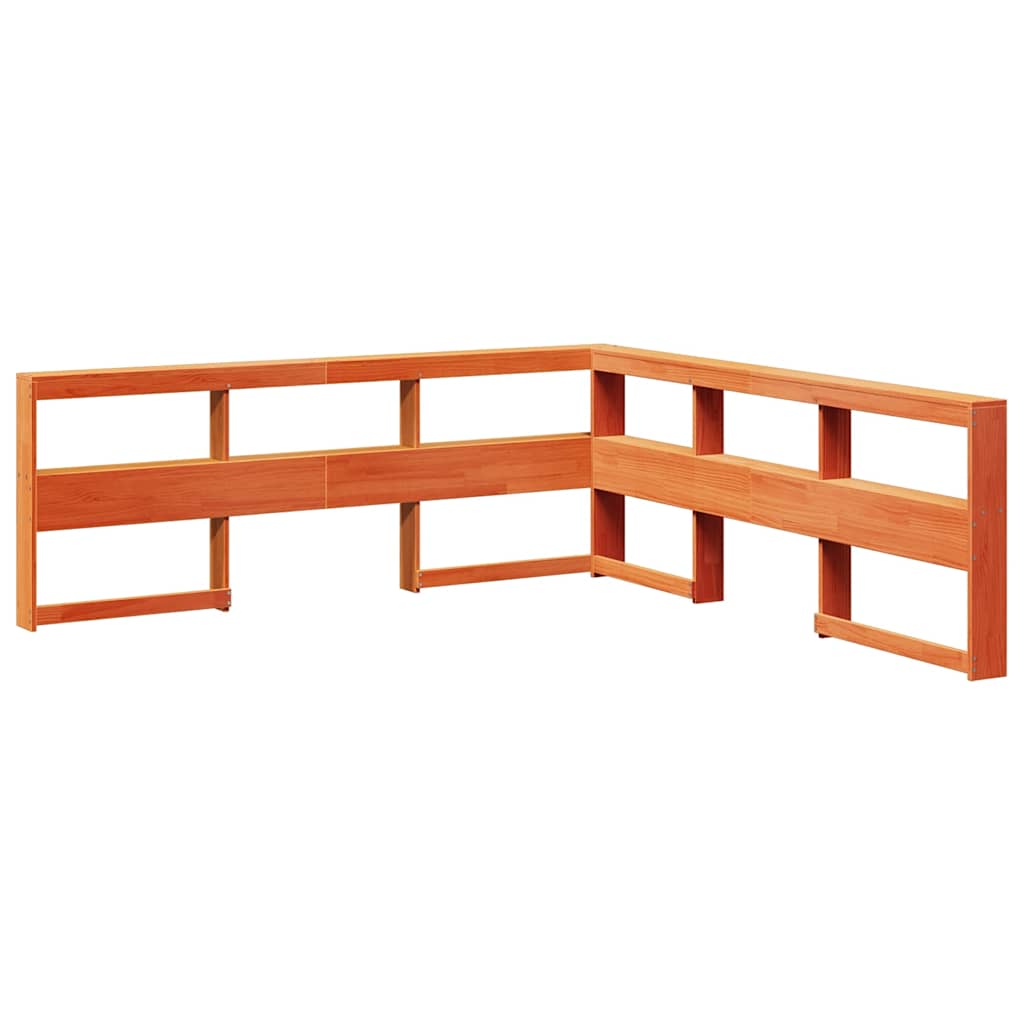 Massivholzbett mit Regal ohne Matratze Wachsbraun 135x190 cm