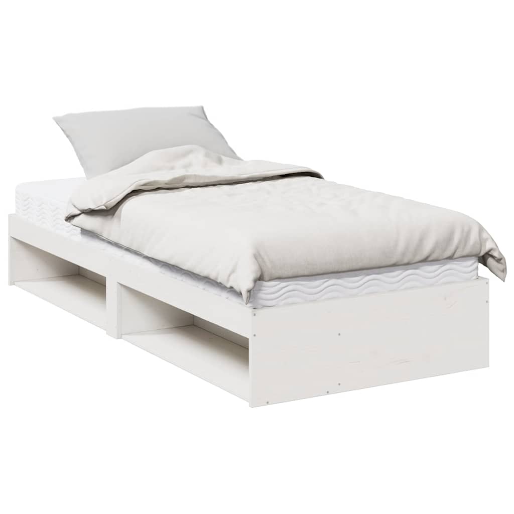 Daybed with mattress white 100x200 cm solid pine wood