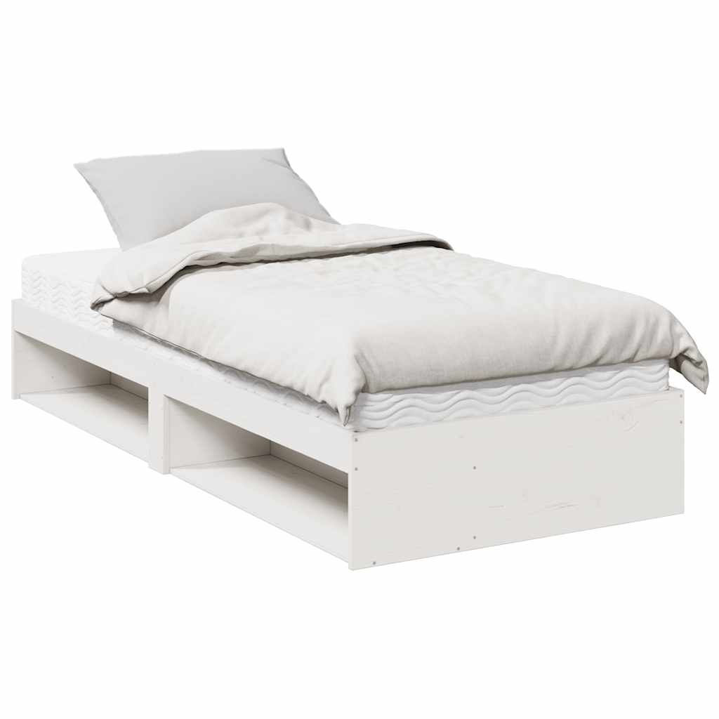 Daybed with mattress white 90x200 cm solid pine wood
