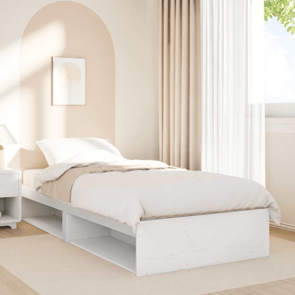 Daybed with mattress white 90x200 cm solid pine wood