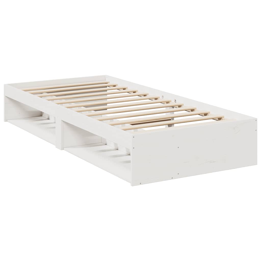 Daybed with mattress white 90x200 cm solid pine wood
