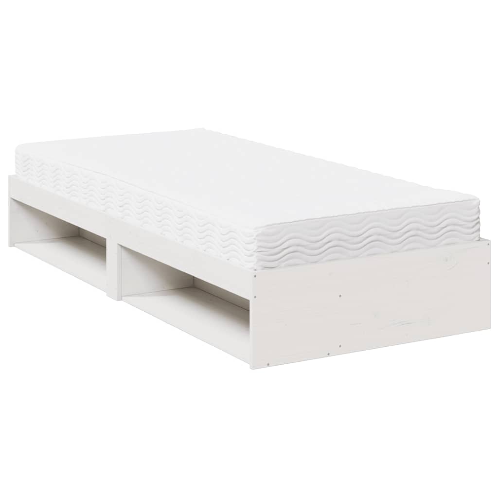 Daybed with mattress white 90x200 cm solid pine wood