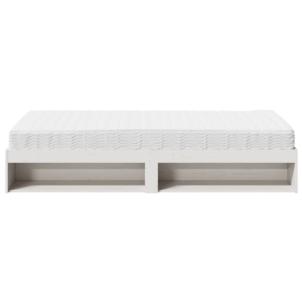 Daybed with mattress white 90x200 cm solid pine wood