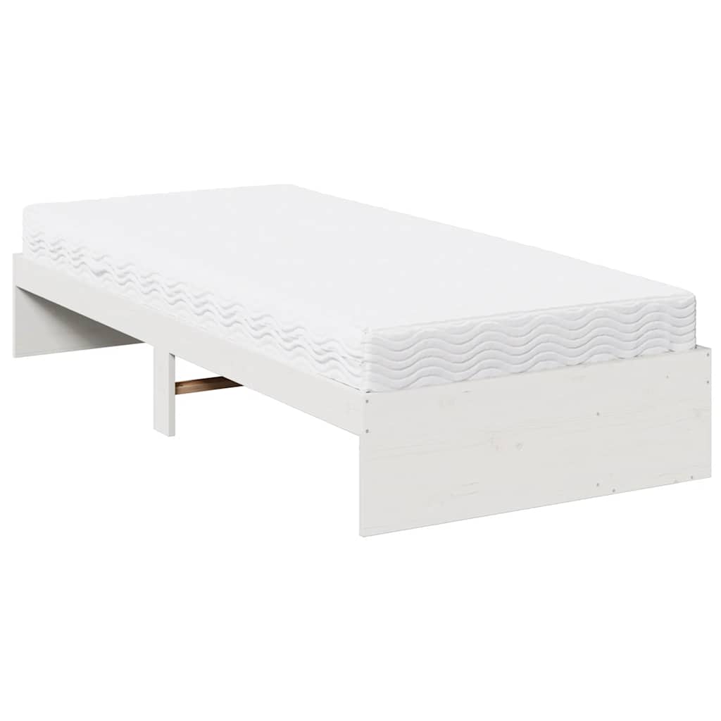 Daybed with mattress white 90x200 cm solid pine wood