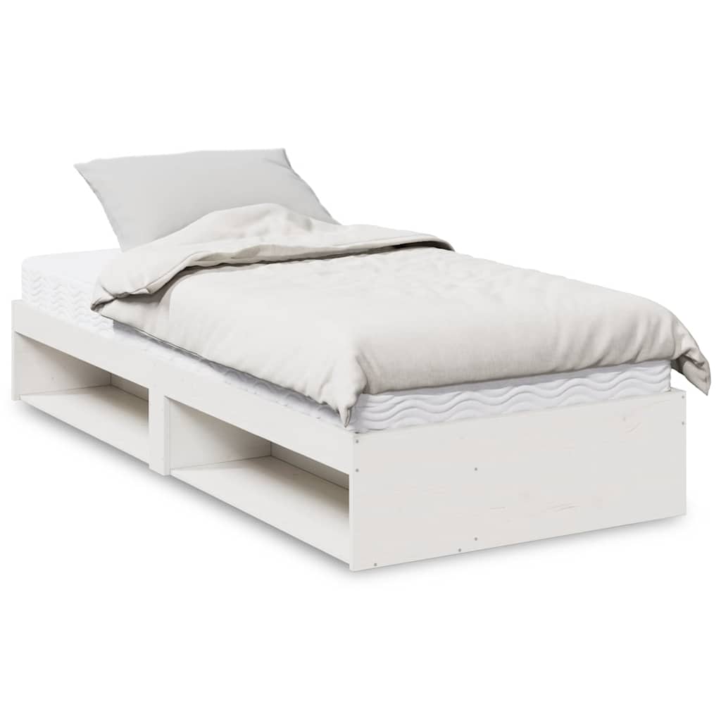 Daybed with mattress white 90x200 cm solid pine wood