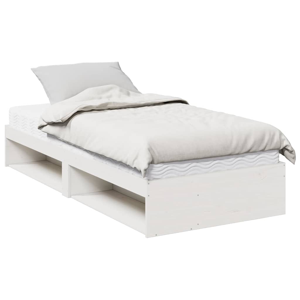 Daybed with mattress white 80x200 cm solid pine wood