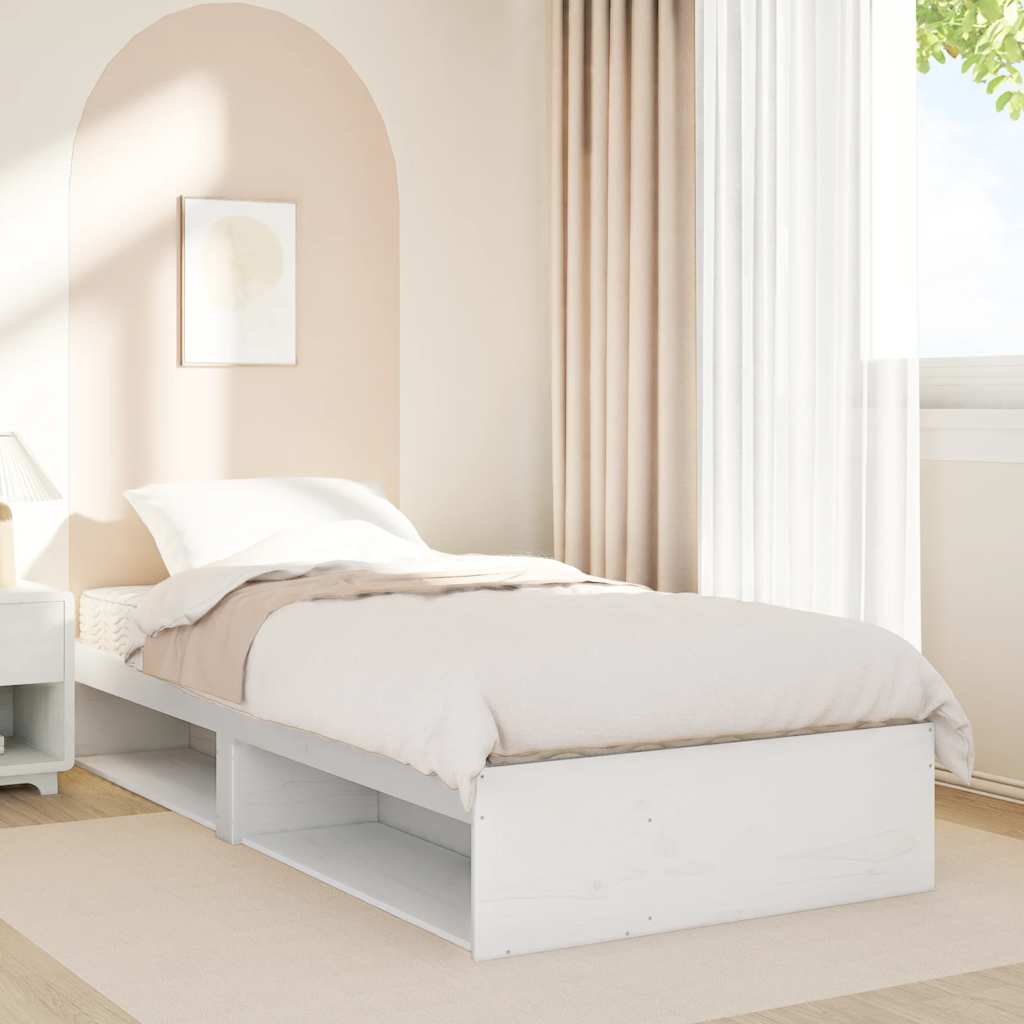 Daybed with mattress white 90x190 cm solid pine wood