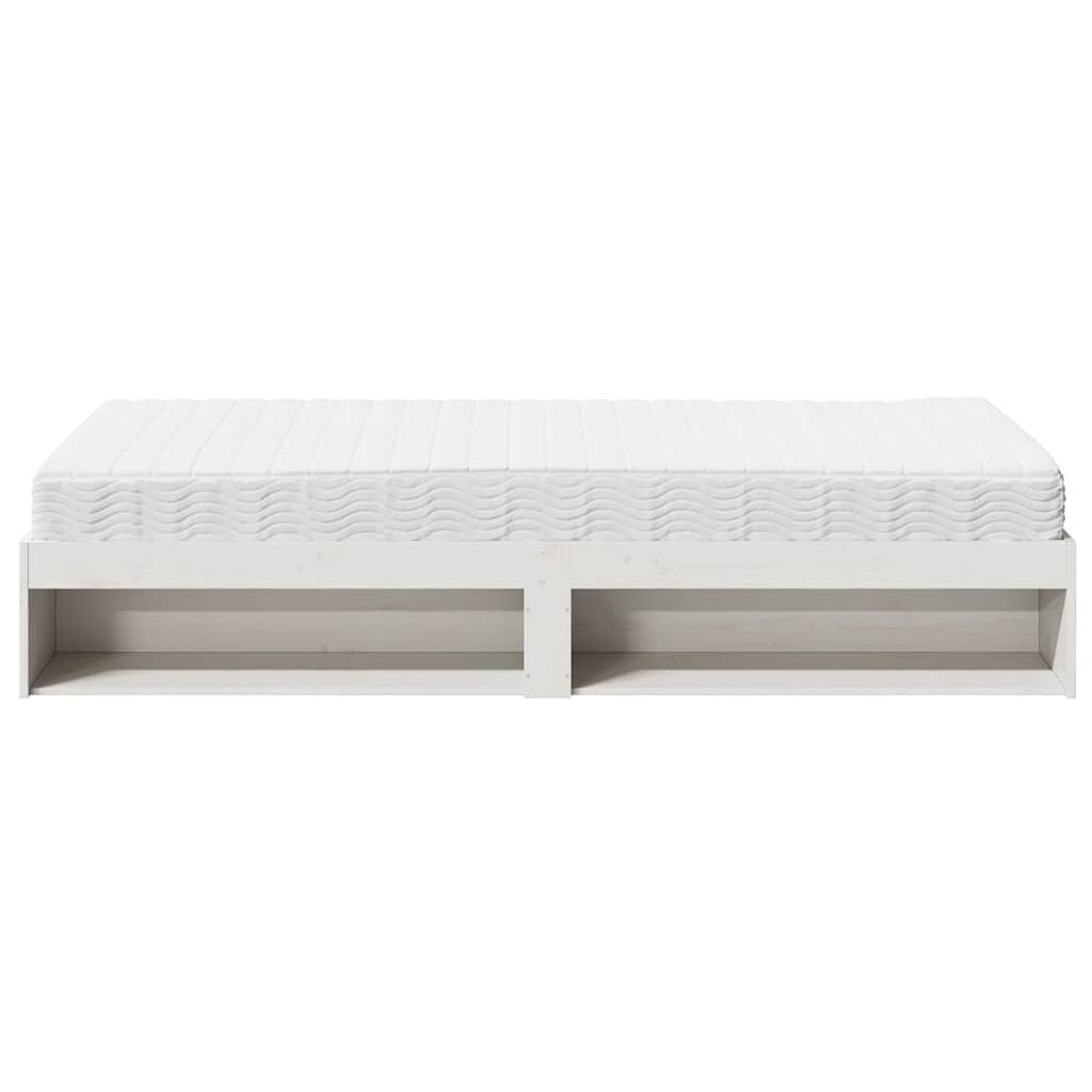 Daybed with mattress white 90x190 cm solid pine wood