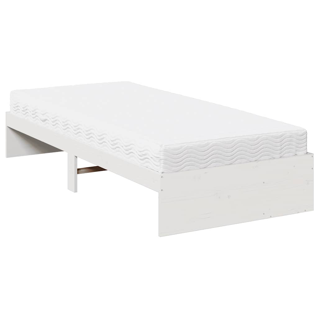 Daybed with mattress white 90x190 cm solid pine wood