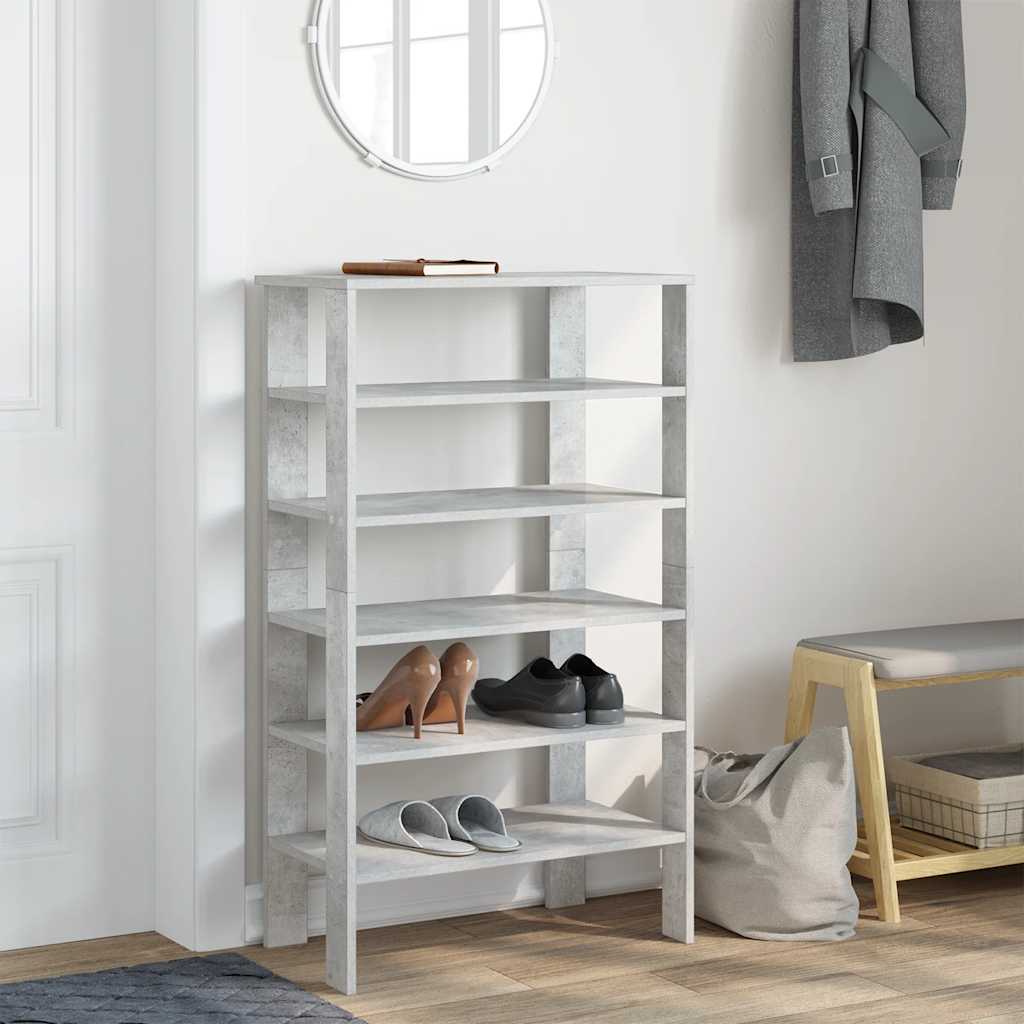 Étagère à chaussures gris béton 61x32x105 cm en bois
