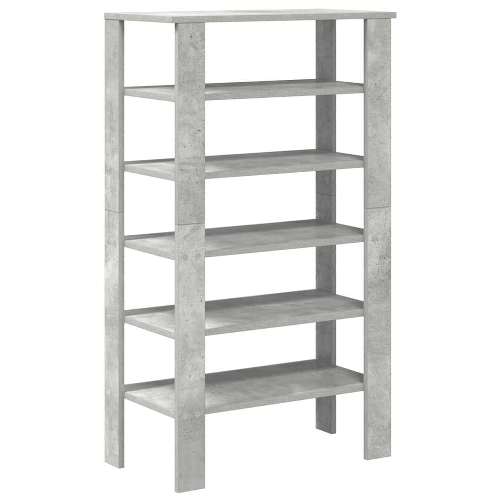Étagère à chaussures gris béton 61x32x105 cm en bois