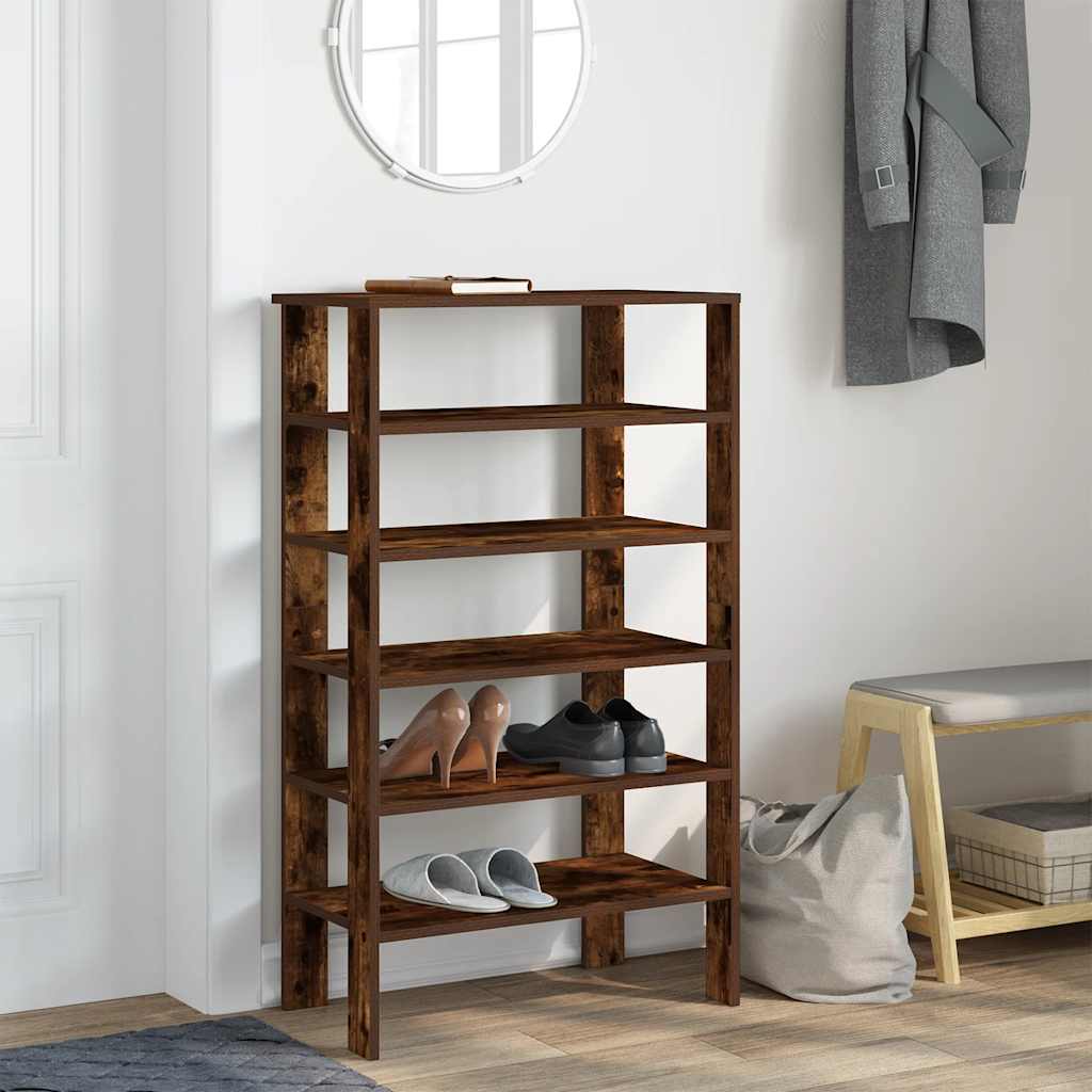 Shoe rack smoked oak 61x32x105 cm wood material
