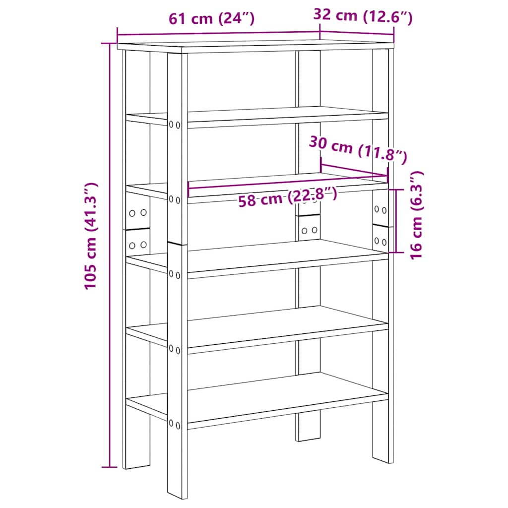 Shoe rack smoked oak 61x32x105 cm wood material