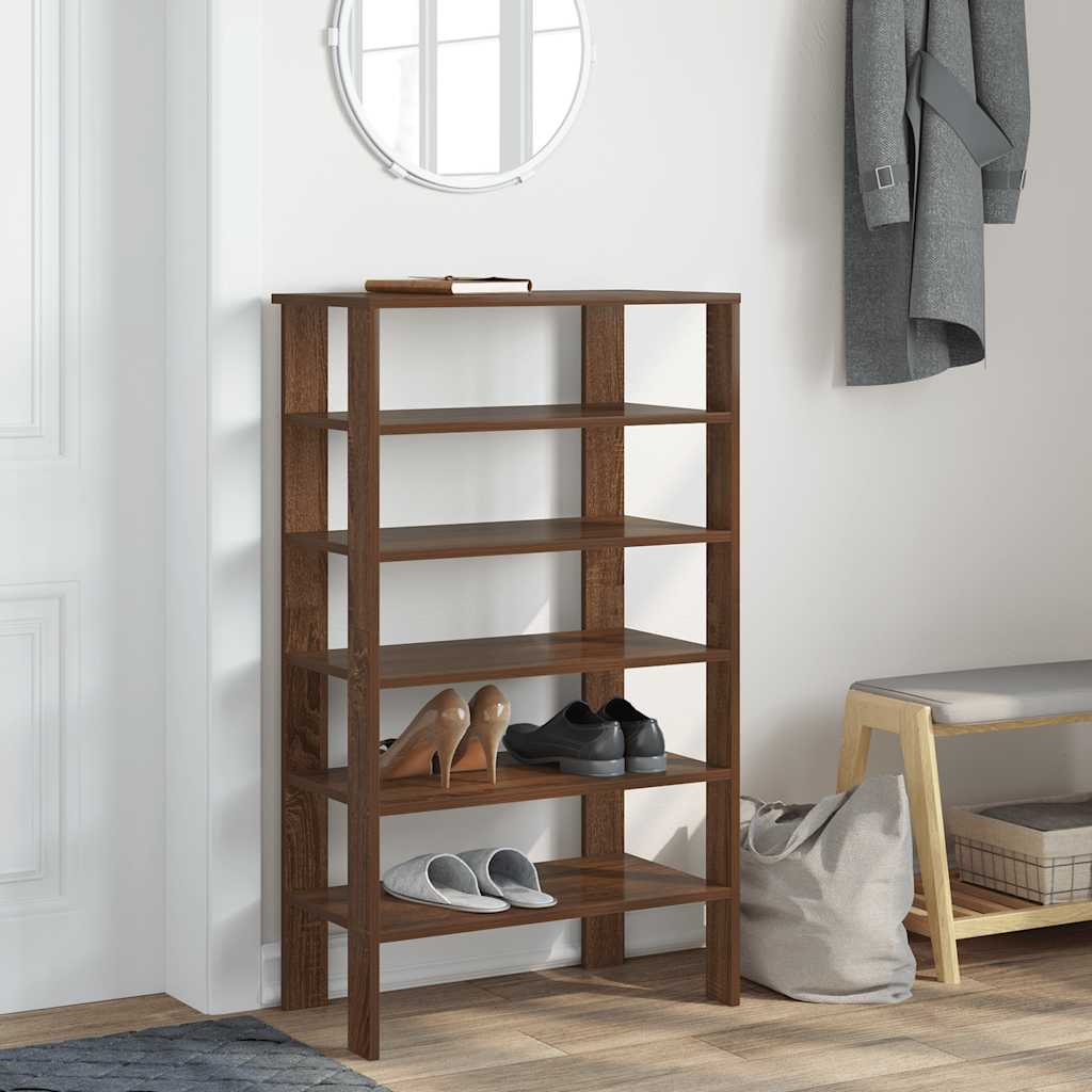 Étagère à chaussures aspect chêne marron 61x32x105 cm en bois