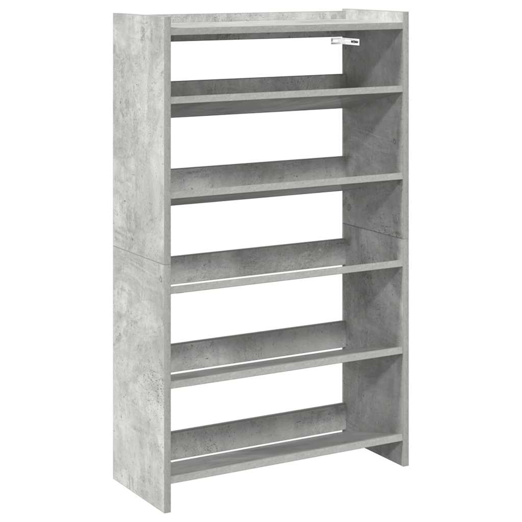 Étagère à chaussures gris béton 60x25x100 cm en bois