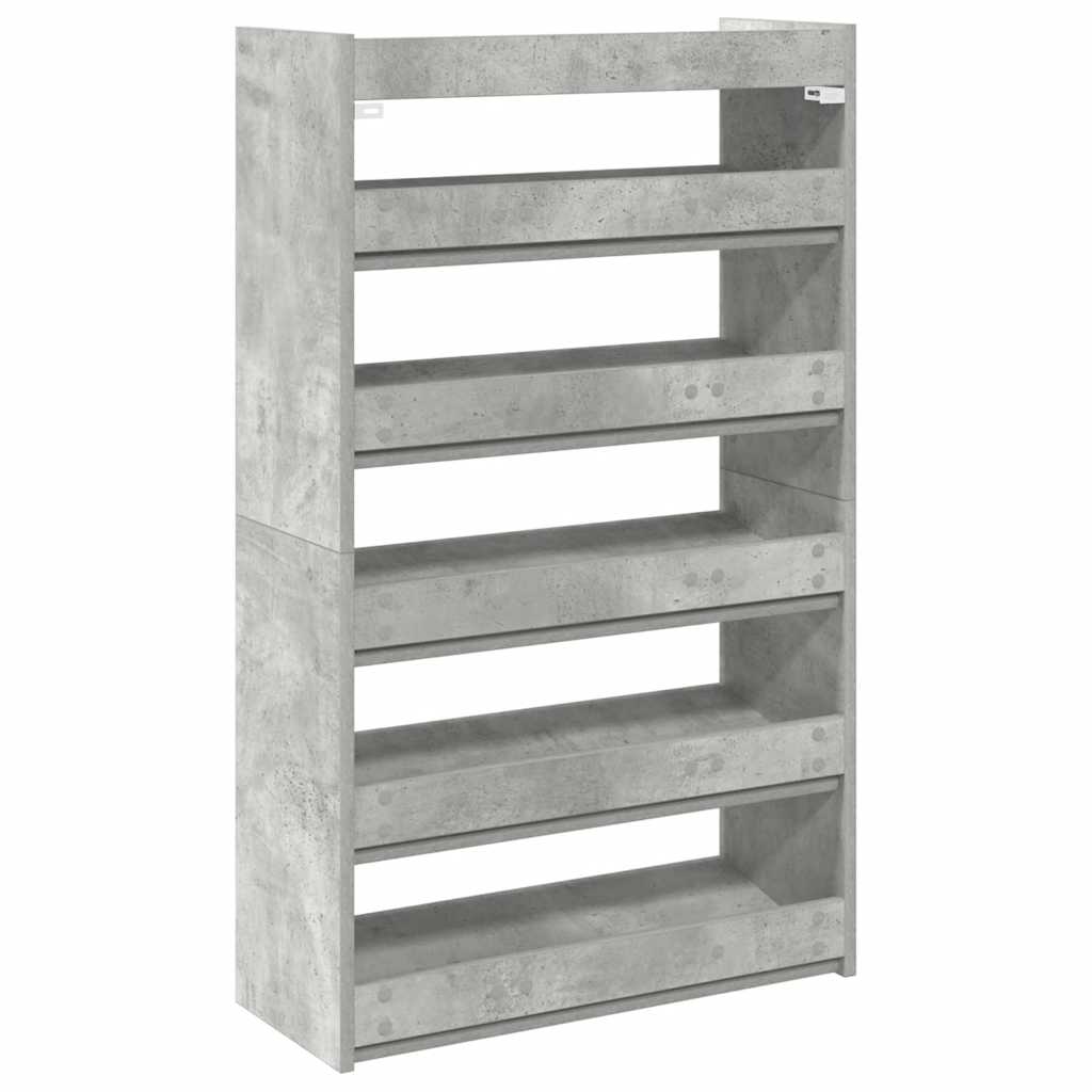 Étagère à chaussures gris béton 60x25x100 cm en bois