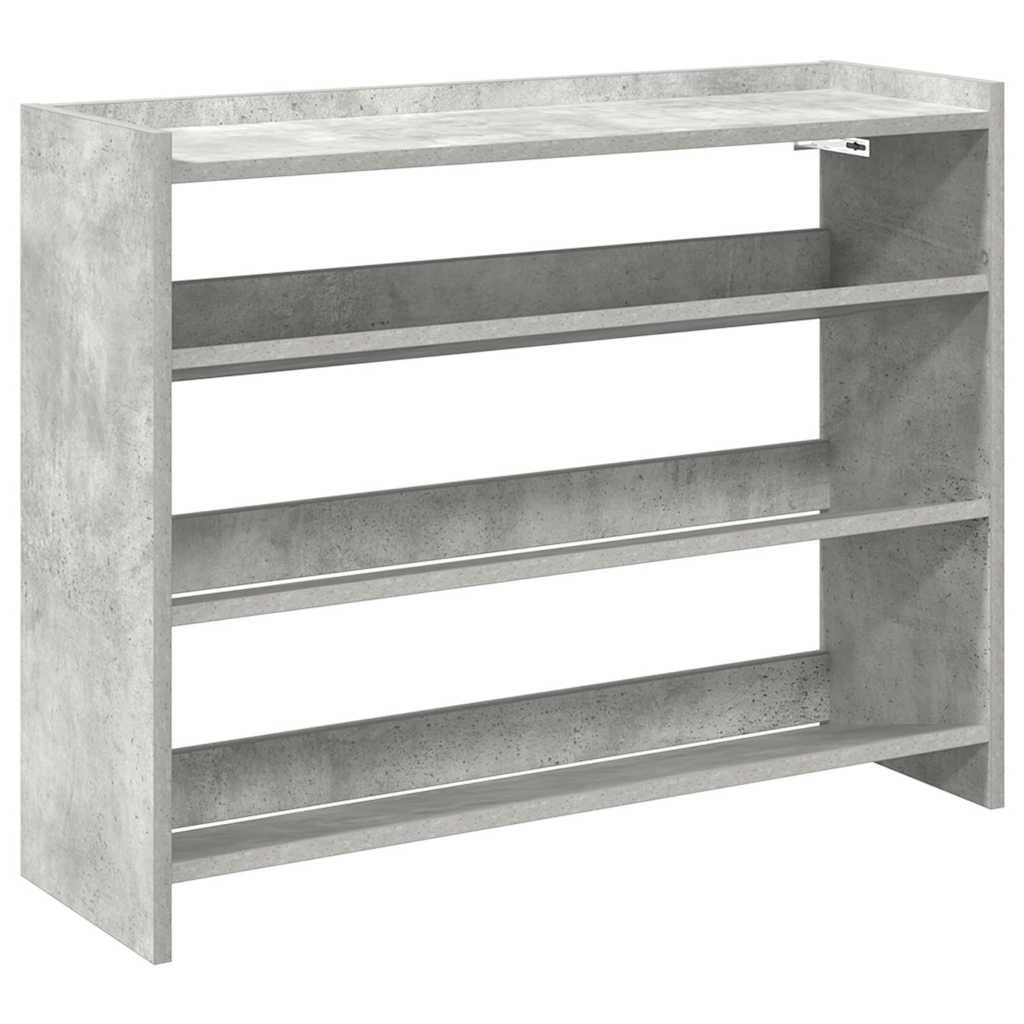 Étagère à chaussures en béton gris 80x25x62 cm en bois