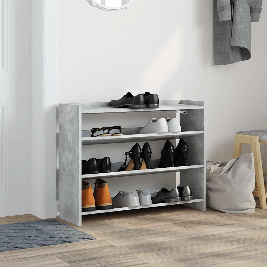 Étagère à chaussures en béton gris 80x25x62 cm en bois