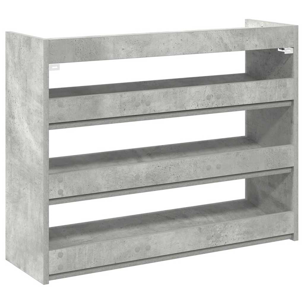 Étagère à chaussures en béton gris 80x25x62 cm en bois