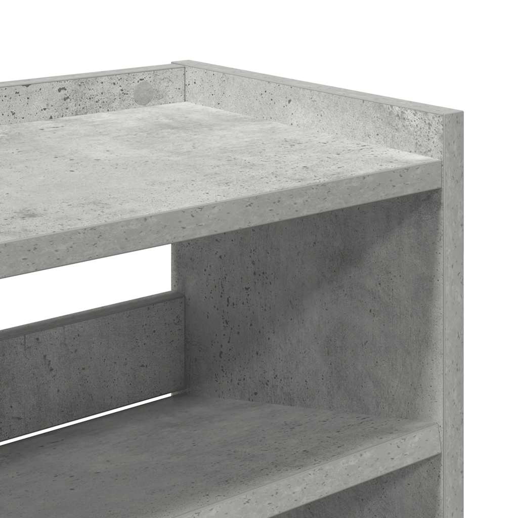 Étagère à chaussures en béton gris 80x25x62 cm en bois