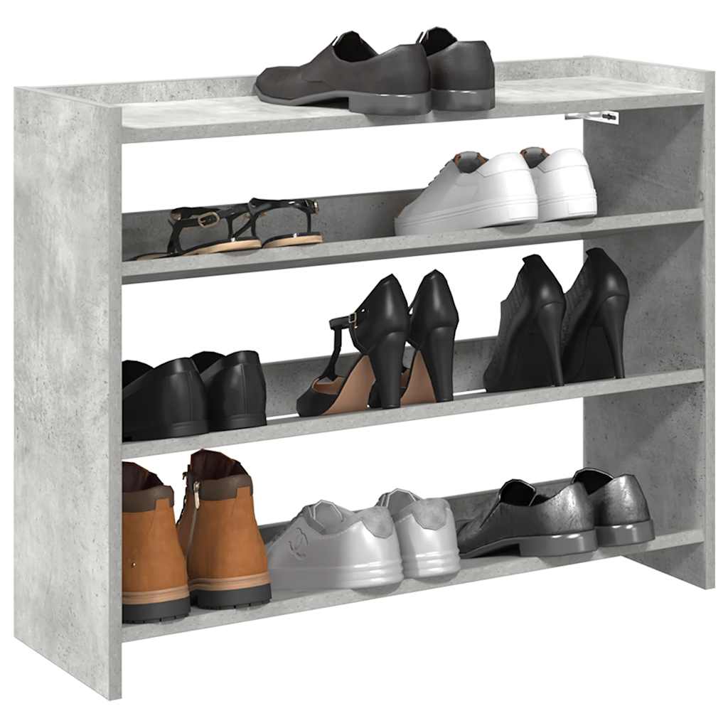 Étagère à chaussures en béton gris 80x25x62 cm en bois