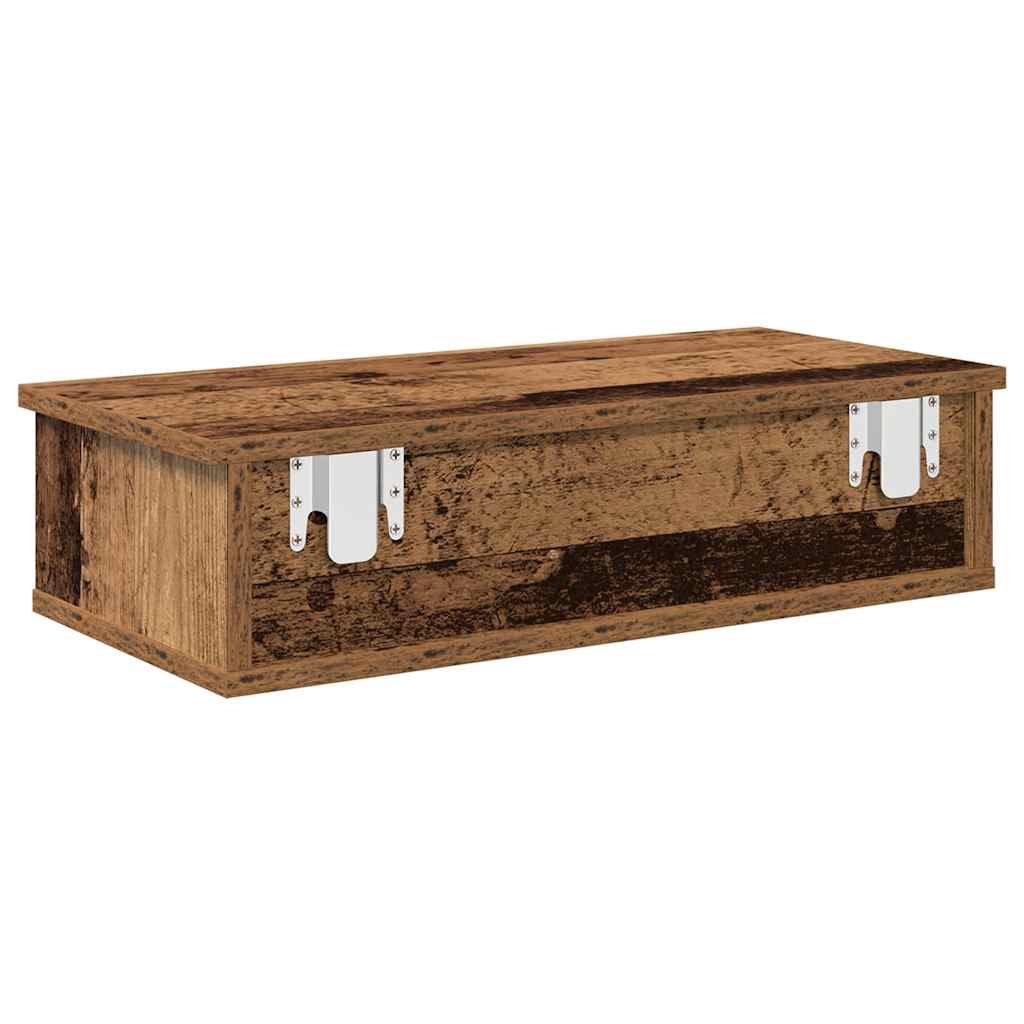 Wall shelf with drawers old wood look 60x25x15cm wood material